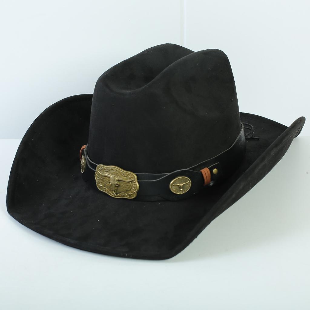 Popolare cappello western da cowboy in camoscio stile europeo e americano per uomo e donna, semplice e alla moda, a tesa larga, cappello jazz