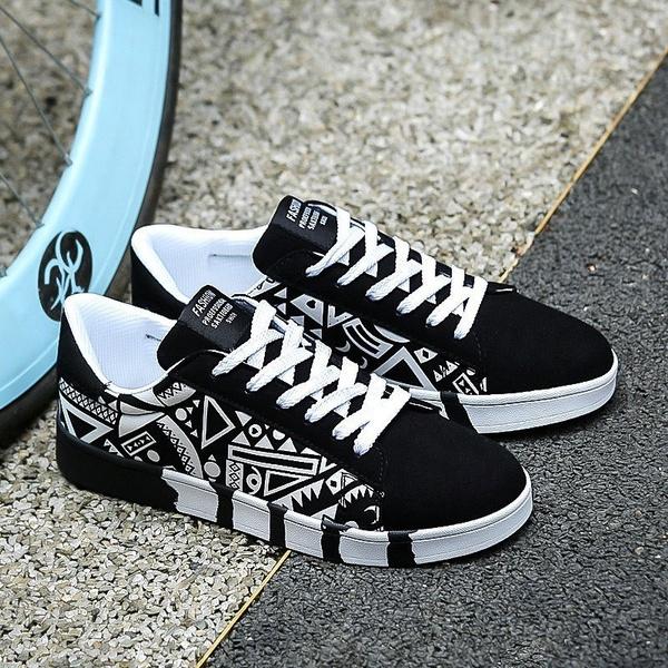 Baskets Basses en Toile pour Homme Printemps Décontractées Plates Colorées Graphiques Cool Style Élégant et Respirant