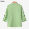 ZANZEA Women Casual Round Neck Solid Color Loose 3/4 Sleeve Blouse