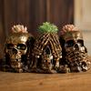 Skull Shaped Flower Pot Halloween Skull Pen Pencil Holder Skeleton Key Holder Makeup Brush Holder Home Office Desk Supplies