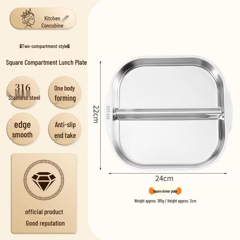 JingJingRS Kids 316 Stainless Steel Divided Plate