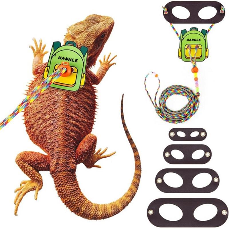 EscapeProof Adjustable Lizards Leash for Safe Outdoor Walking Comfortable Harness with Wing/Backpack Design for Reptiles