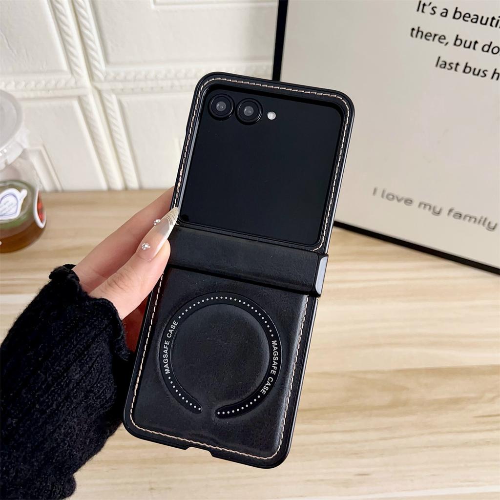 Leder Magnetische Kabellose Lade Handyhülle für Motorola Razr 60 50 40 Ultra Moto Razr 60 50 Scharnierschutz Stoßfeste Abdeckung