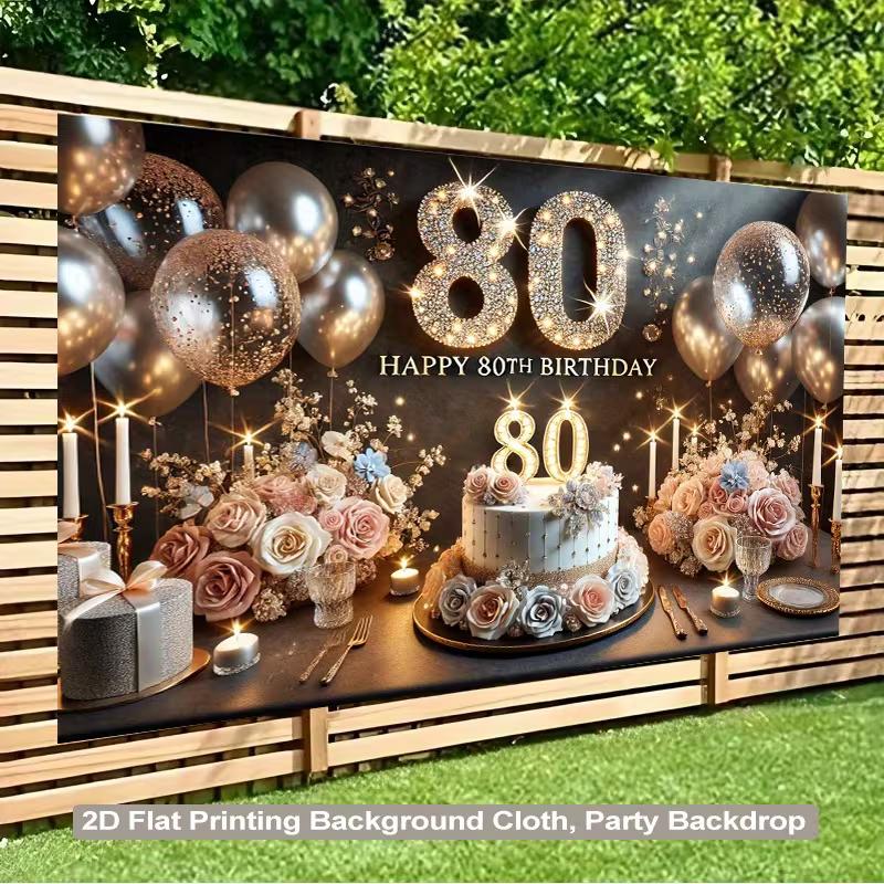 2D Diamond & Flower 80th Birthday Photography Background