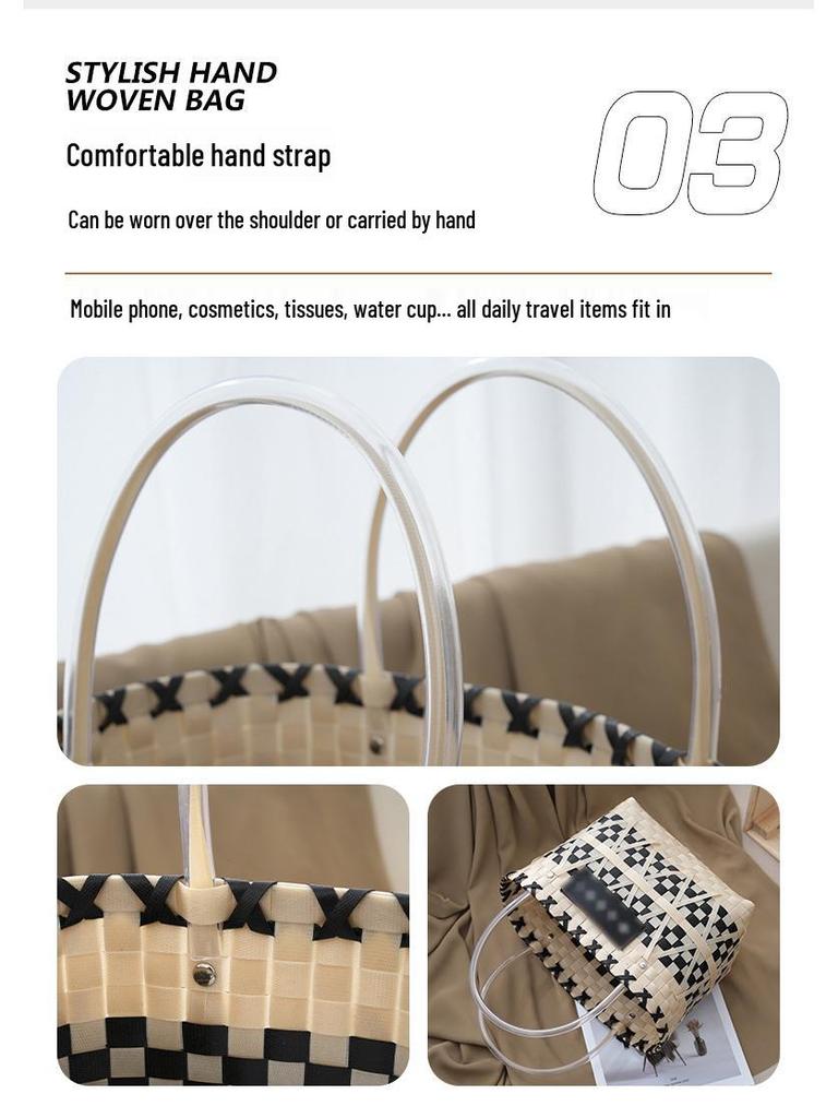 Peach Bud Wedding Basket: Handheld Knitted Gift Bag – Perfect for Bridesmaid or Bestie Favors