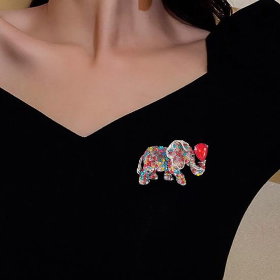 Rhinestone Elephant Brooch Pin for Women Sparkly Animal Lapel Pin Cubic Zirconia Jewelry Accessories for Hat Suit Backpacks Clothes