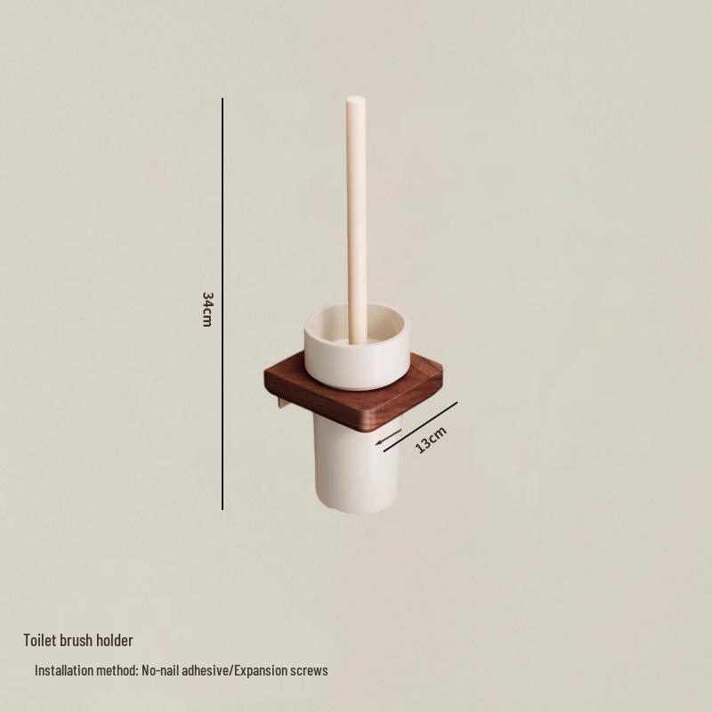 Walnut Luxury Bathroom Towel Rack & Integrated Hanger Shelf Set