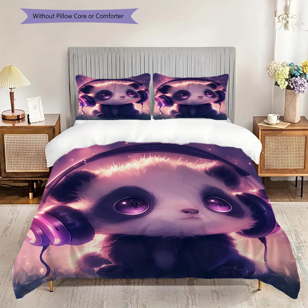 

Panda Pattern Bedding Quilt Set Quilt Cover Pillowcase Home Decoration Birthday Gift (1 * duvet cover + 2 * pillowcase, without core) 135x200cm