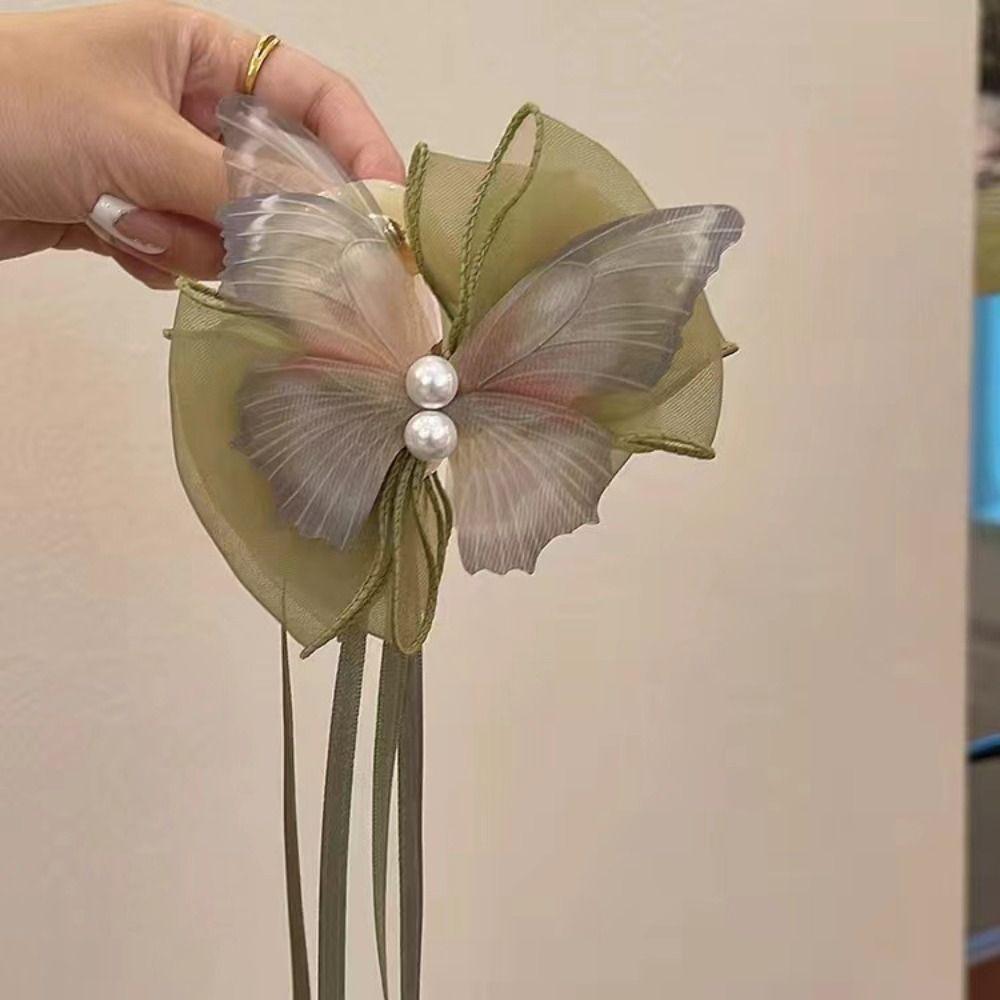 

Acrylic Butterfly Hair Claw Tassel Big Hair Claw Creative Bowknot Ribbon Hair Clip Female