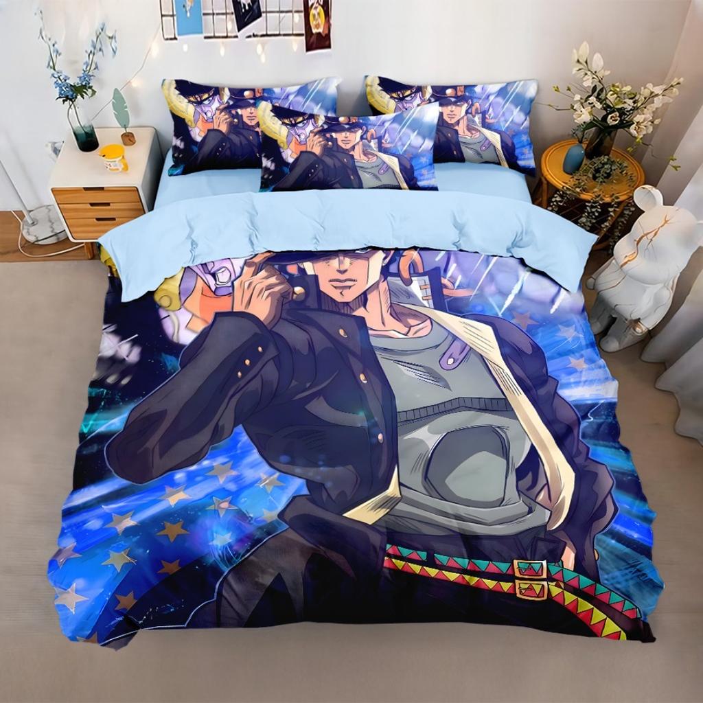 Anime JoJo Bizarre Bettwäsche-Set,Adventure Jotaro Kujo Bettwäsche-Set,JoJo Bettbezug Kissenbezug Bett Kinder Erwachsene