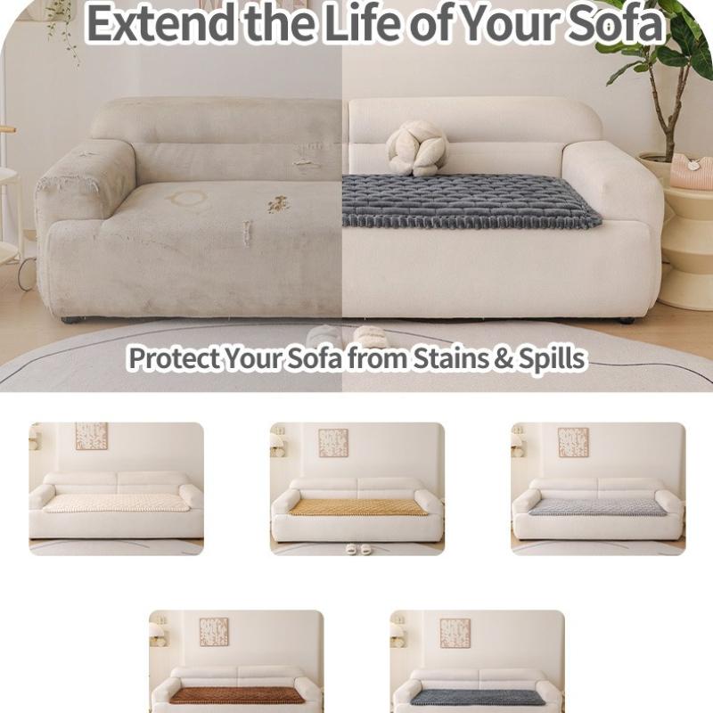 Light Luxury Style Sofa Cushion Milk Velvet 1-piece Straight Row Anti Slip Short Plush Couch Cushion Machine Washable Autumn Winter Seat Mat Pad