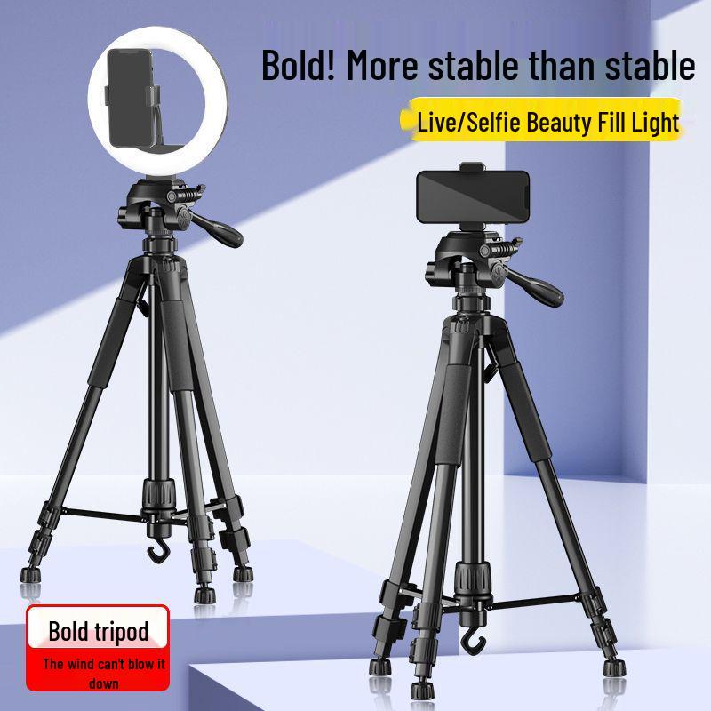 Phone & Camera Tripod Stand with Fill Light and Stabilizer for Live Streaming & Outdoor Videos