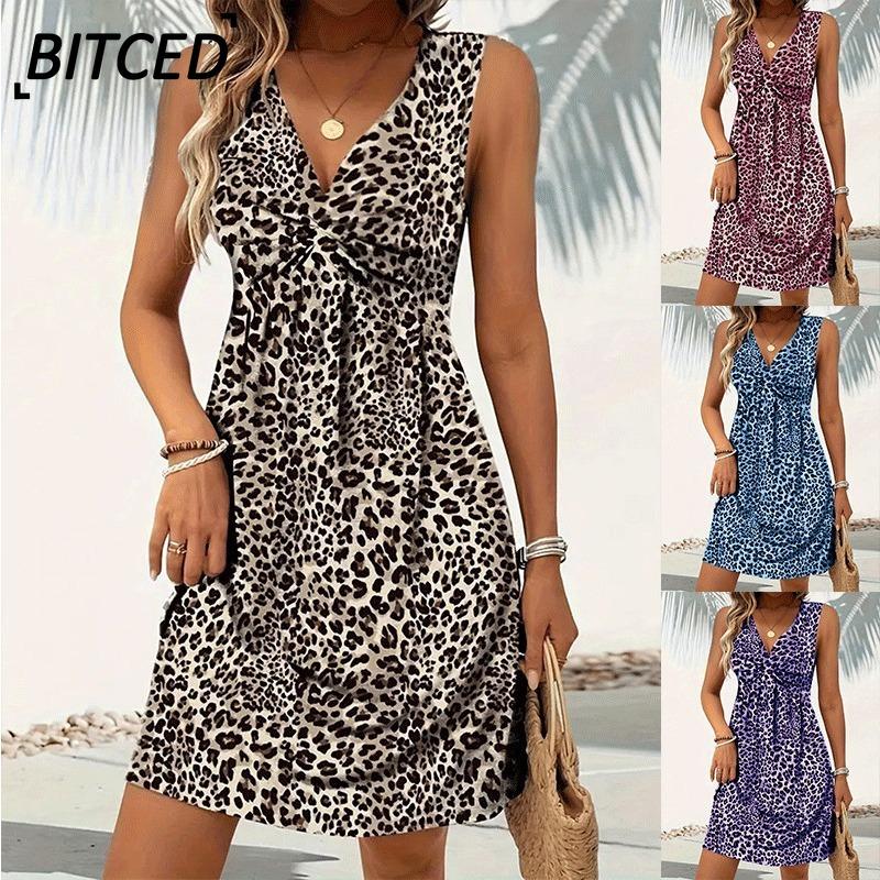 BITCED Fashion Summer Spring Sleeveless V-Neck Casual Dresses