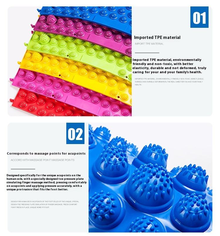 Alfombrilla de Masaje de Pies de Reflexología de Colores Entrelazables Acupresión Circulación Sanguínea Dolor de Pies Alivio del Estrés Alfombrilla de Relajación Portátil