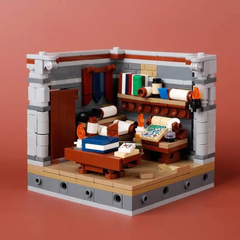 MOC Medieval Building Blocks Set Hanging Cage Guillotine Castle Fountain Bonfire Tent Bulletin Board Ox Cart Carriage Gift Toy