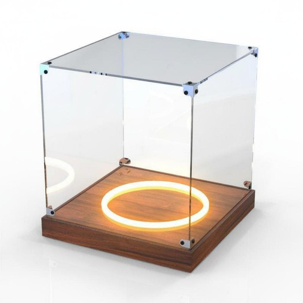 Acrylic Basketball Display Case Anti-Yellowing Clear Sports Ball Box Wooden Base