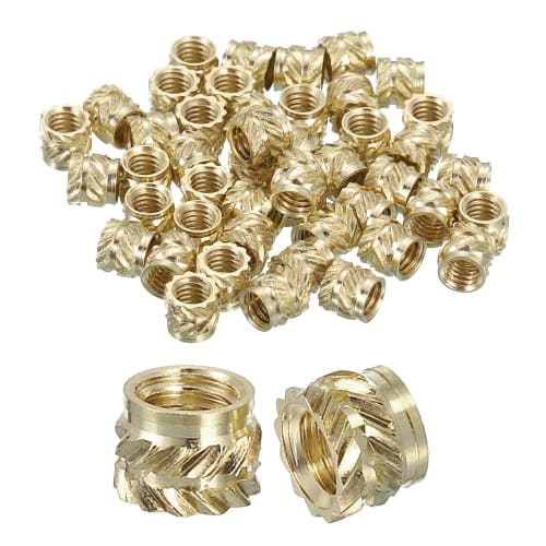 uxcell Knob Insert Nuts, Pack of 50, M4x4mm Lx5.5mm OD, Brass Heat-Set Inserts for 3D Printing