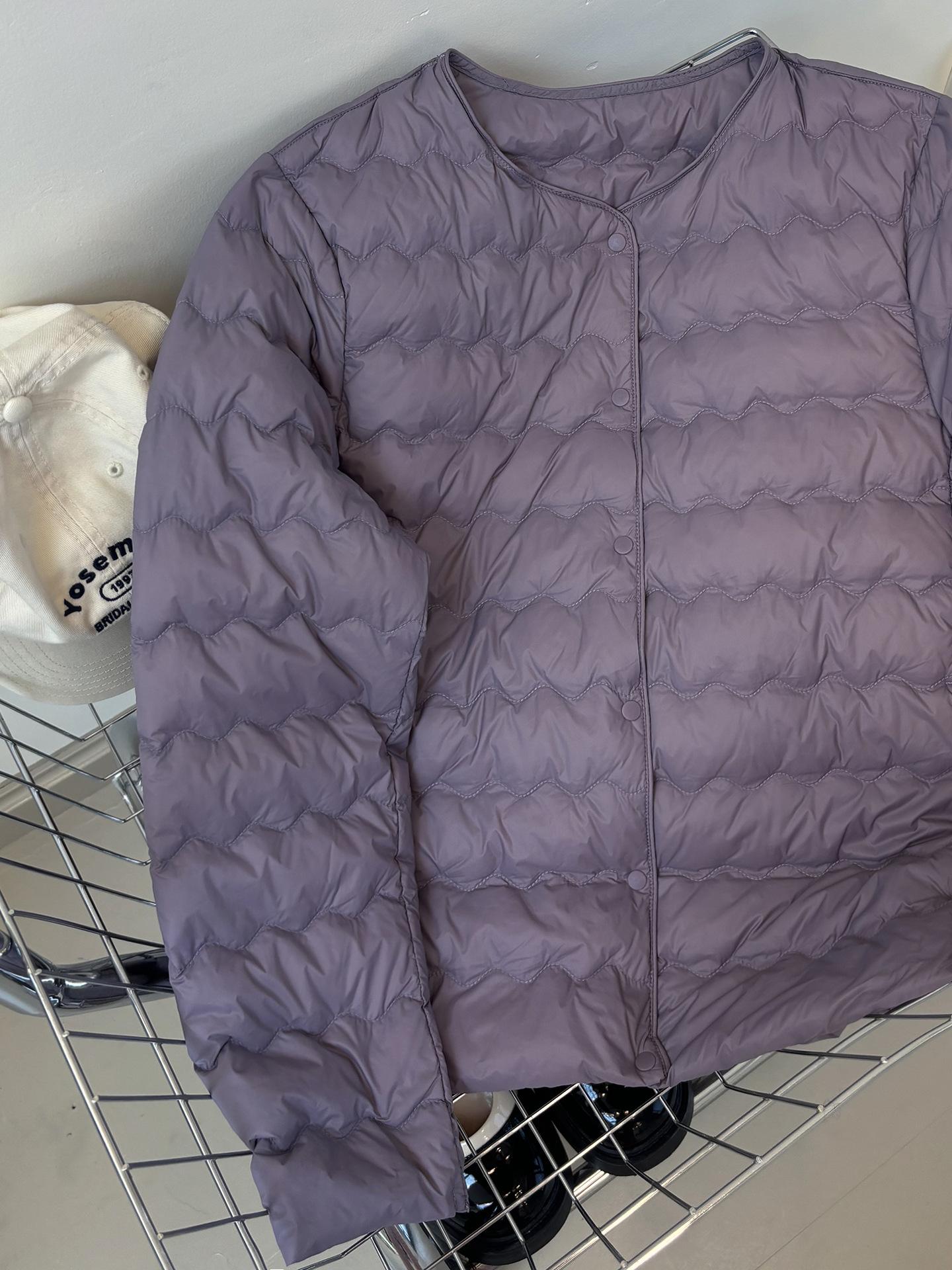 

Soft wavy white duck down long-sleeved down jacket women s short jacket inner and outer wear dual-purpose thin simple top XXXL фіолетовий