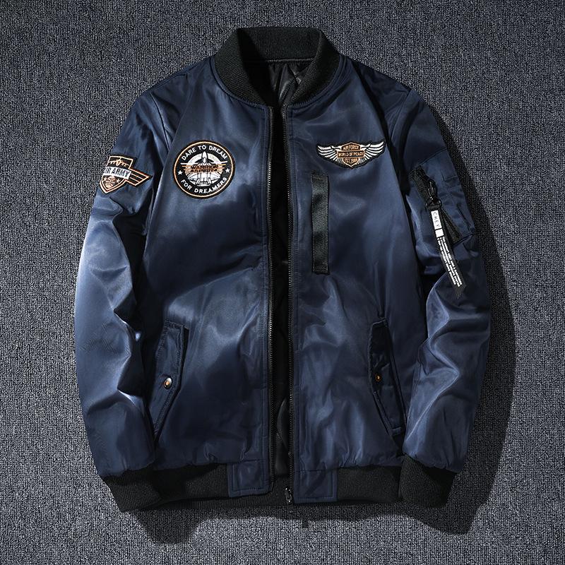 Men's Reversible Thickened Air Force Pilot Jacket - Trendy Plus Size Korean Baseball Style for Autumn/Winter
