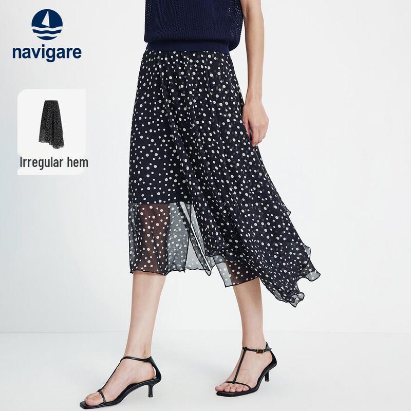 Navigare Women s Polka Dot A-Line Midi Skirt S