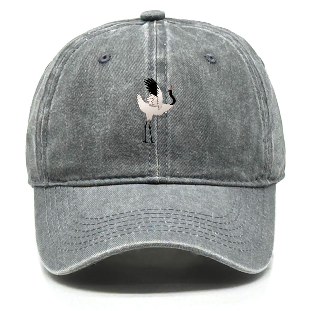 1 Psc Red-crowned Crane Print Adjustable Baseball Cap Dad Hat Simple Solid Color Snapback Sun Hat Ideal Choice For Urban Style