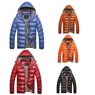 Męskie kurtki puchowe Parka z kapturem Płaszcz zimowy Męska ciepła kurtka z długim rękawem Casual Zipper