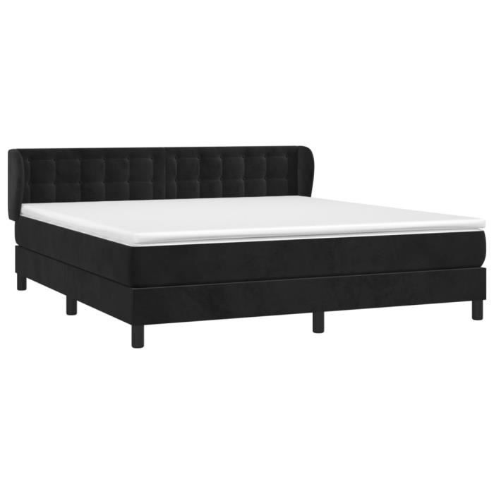 VidaXL Lit à sommier tapissier et matelas Noir 160x200 cm Velours 3127741