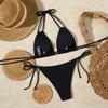 Split Swimsuit Female Sexy Premium Lace-up Neck Hot Spring Bikini Solid Color Sexy Beach Swimsuit Hot Spring Model