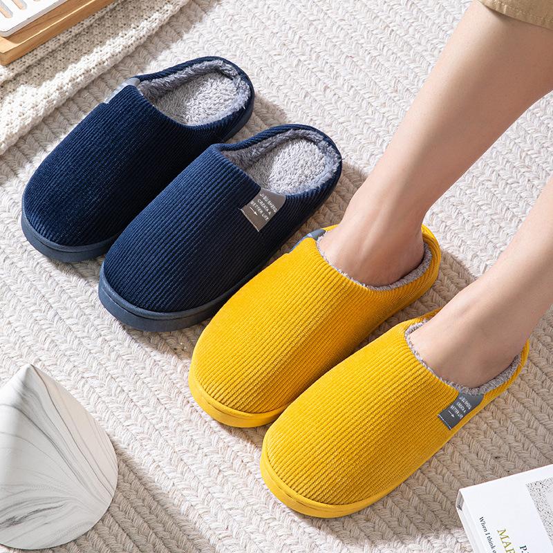 Cotton Slippers Autumn and Winter Couple Home Slippers Indoor Shoes Warm Cotton Shoes Non-slip Plush Cotton Mop Simple