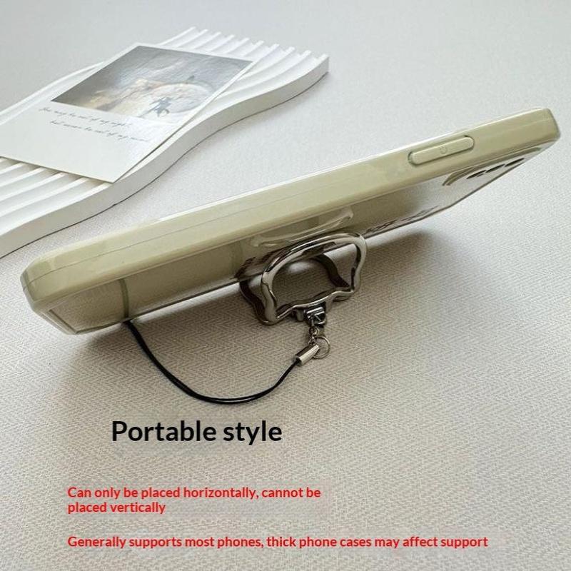 Cute Cat Shaped Alloy Phone Lanyard With 2 In 1 Finger Ring And Foldable Stand Perfect For Watching Videos Daily Use Travel