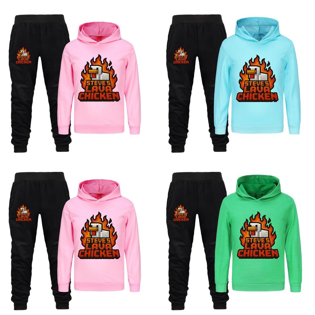 Steves Lava Chicken Kids Hoodie And Pants Set With Cotton Fabric For Playwear And Daily Use