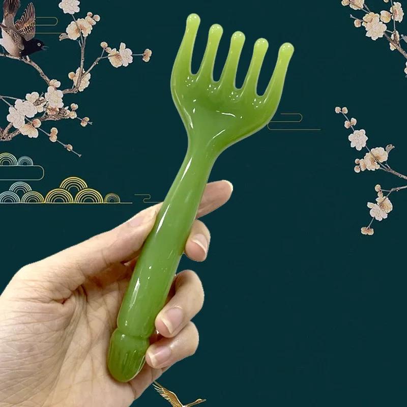 

Resin 5-Claw Head Massager for Body Head Massager Scalp Gua Sha For Body Neck Leg Massage Scraping Stick Lymphatic Massage Tools зелёный