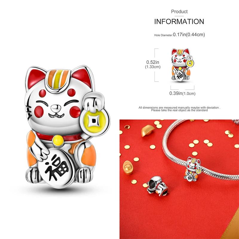 Copper Luck Getting Rich Blessing Pendant Chinese Elements Charms Beaded Fit Original Bracelet Jewelry Women Diy