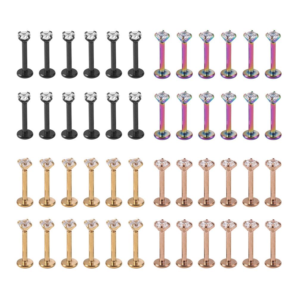 12Pcs Internally Threaded Labret Piercing Set 12 Pcs Set Body Jewelry for Women Men