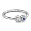 Blue Sapphire Round Dual Stone Stackable Ring - 925  Sterling Silver