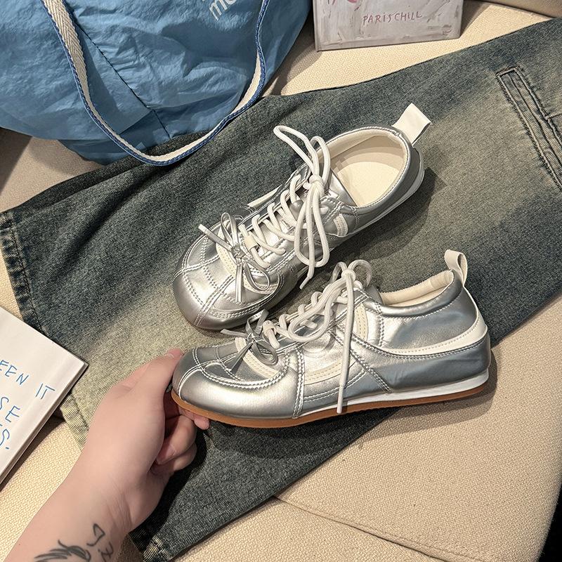 Bow retro sports moral training shoes women's autumn and winter versatile inner height increase sports board shoes ballet style casual trend