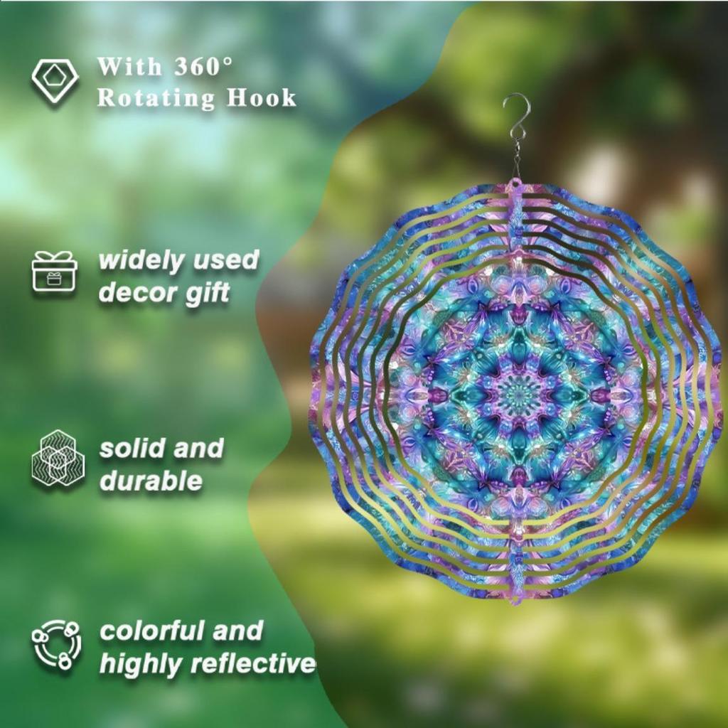 Bohemian Style Metal Wind Spinner Outdoor Garden Decor No Battery Needed for Patio Lawn Yard Boho Chic Windmill