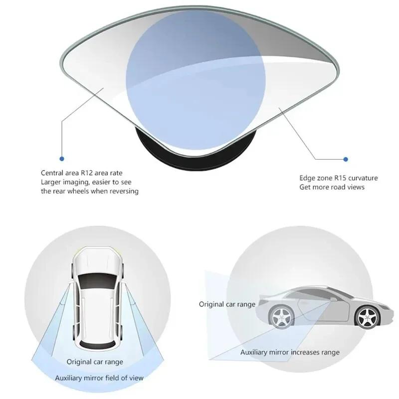 Car Mirror Wide Angle 2pcs Car Blind Spot Mirrors 360° Adjustable Auxiliary Rearview Mirrors HD Frameless Small Round Mirror