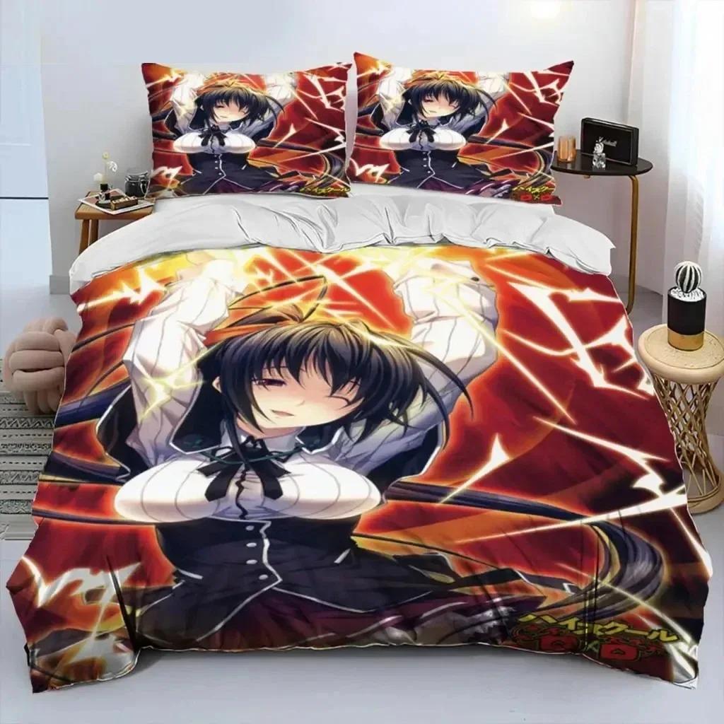 Anime High School DxD Sexy Rias Ložní souprava Chlapci Dívky Twin Queen Size Povlak na přikrývku Povlak na polštář Postel Děti Dospělí Domácí textil