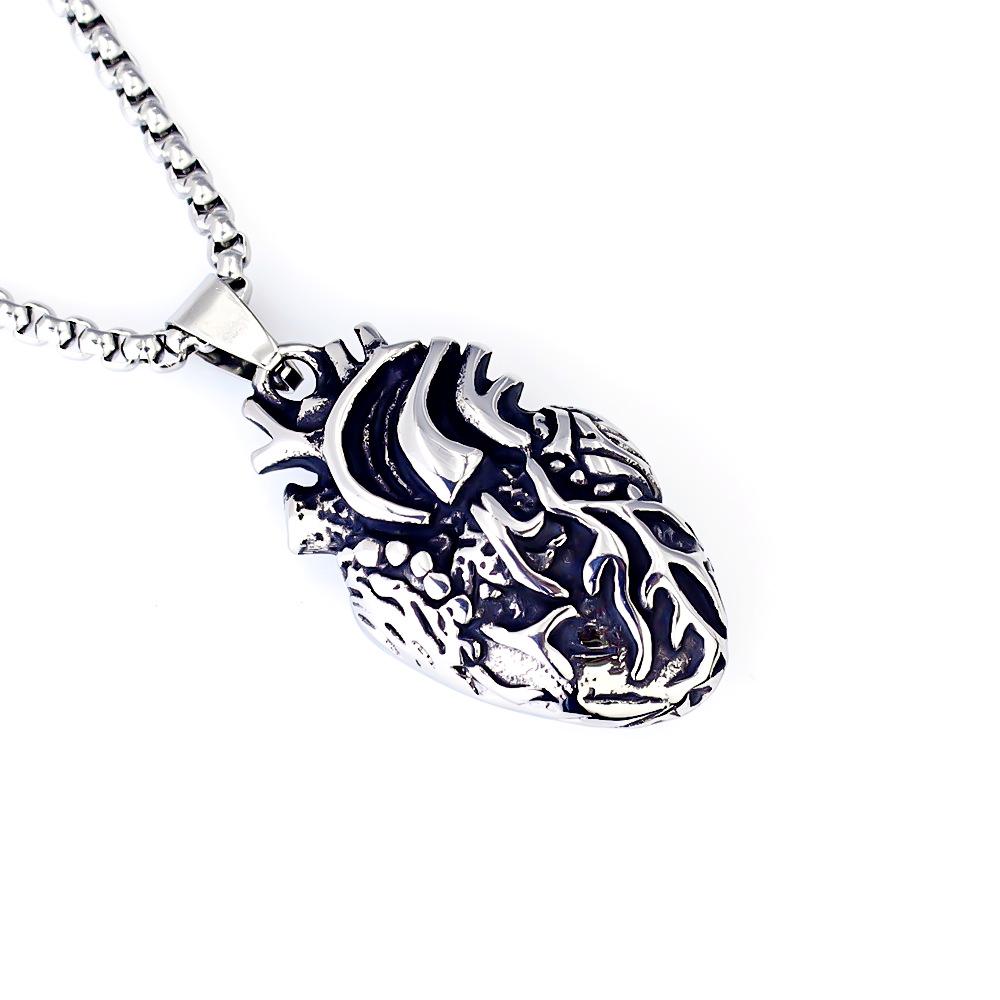 Heart Couple Pendant Punk Hip Hop Casting Human Organ Titanium Steel Necklace