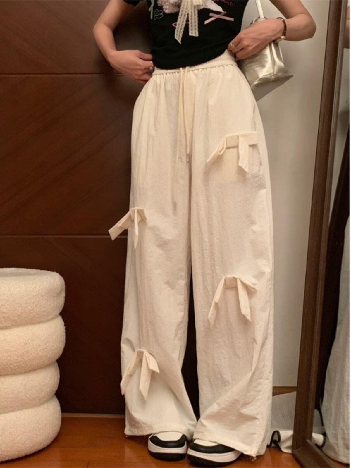 

Женские ретро брюки карго парашюты с высокой талией - Быстросохнущие, Свободные широкие штанины (Осень 2025 г.) 3XL белый