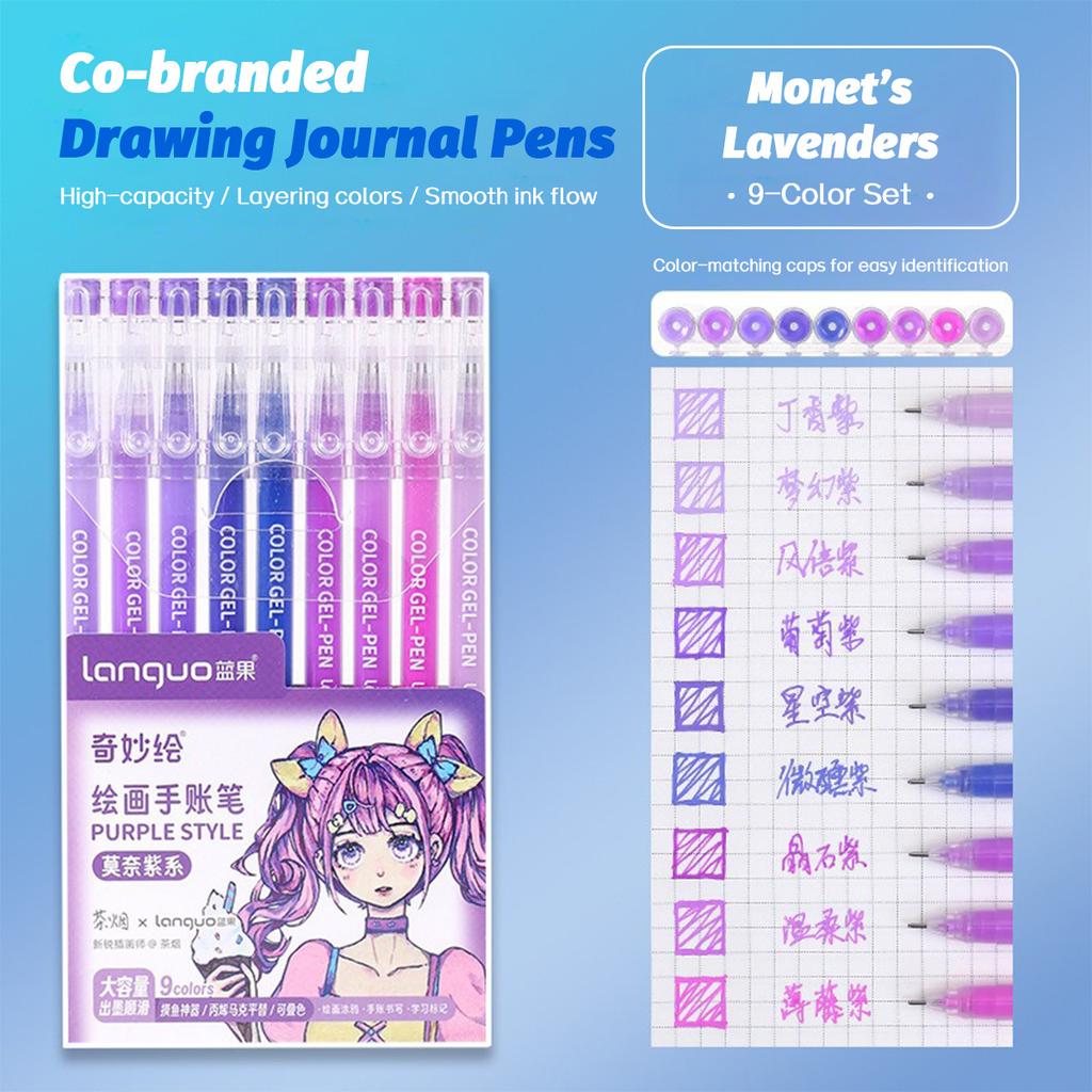 6/9pcs Set Languo Morandi Gel Pens 0.5mm Kawaii Pastel Set for Students Diary Scrapbook Painting & Drawing Pen School Supplies
