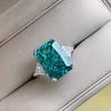 S925 Sterling Silver Women's Emerald Square Ring: High-End Niche Design for Index Finger Jewelry