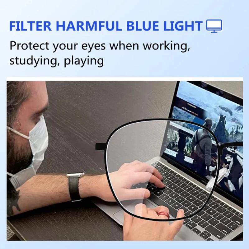 Tr Pure Titanium Square Frame Reading Glasses Men Anti Blue Light Presbyopia Eyewear With Diopter +1.0 To +4.0
