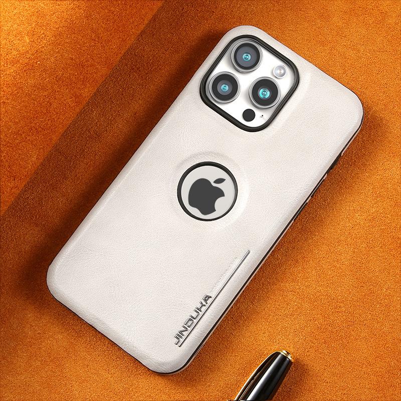 Geeignet für Apple 15promax Handyhülle mit freiliegendem Logo, IPhone14 Vollabdeckung, 13 Magnetische Anziehung, 12 Lederhülle für Geschäftsleute