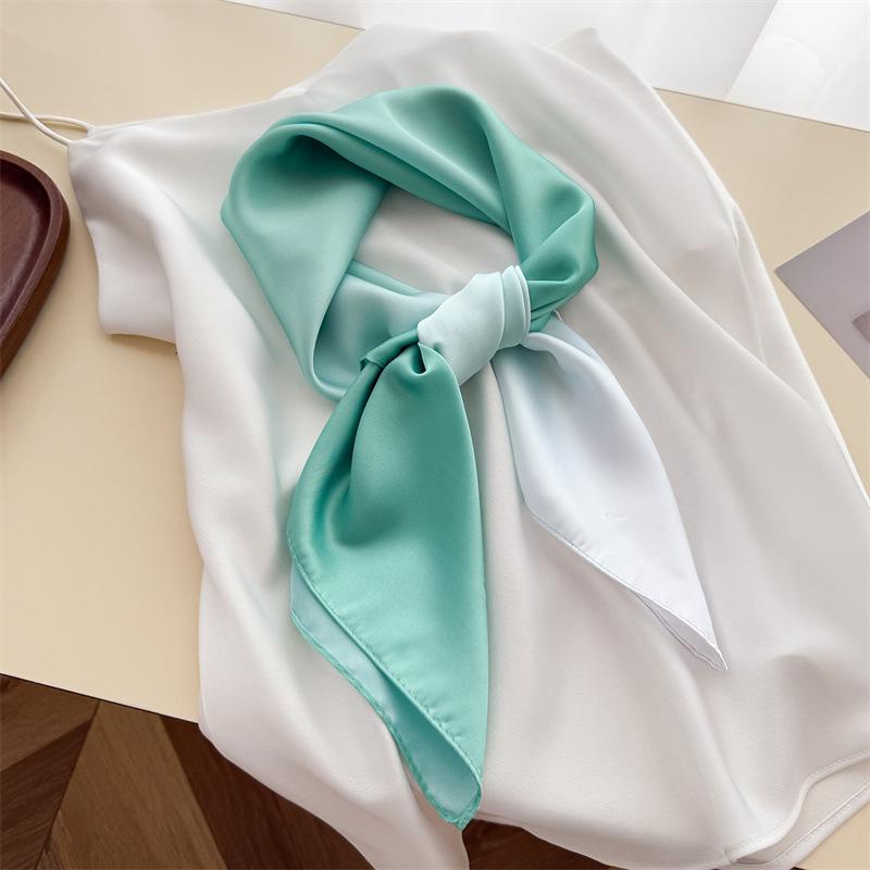 New Gradual Change Simulation Silk Printing Silk Scarf Small Square Scarf High Sense Shawl Sunscreen Neck Scarf Headscarf Women