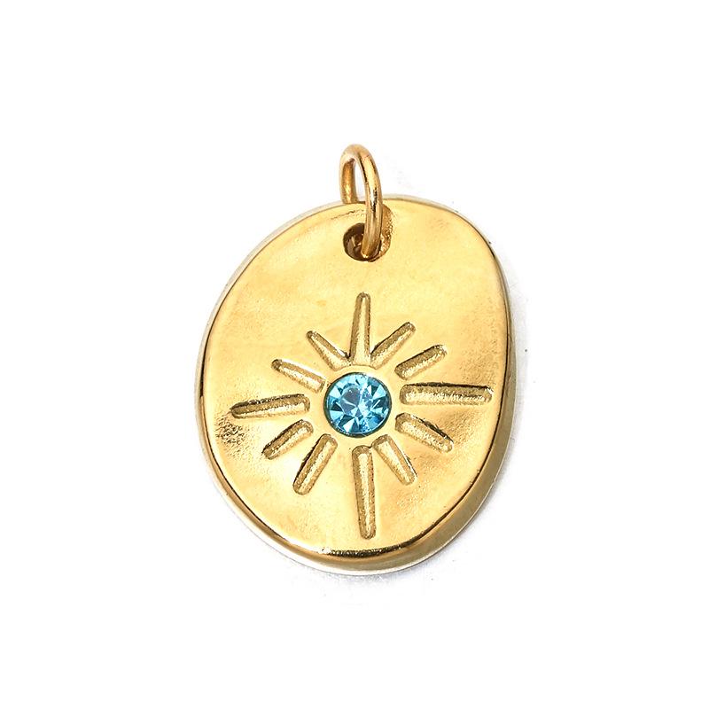 

Подвеска из нержавеющей стали с бриллиантами, в виде элемента «звездный взрыв» и неправильного круга, с камнем рождения