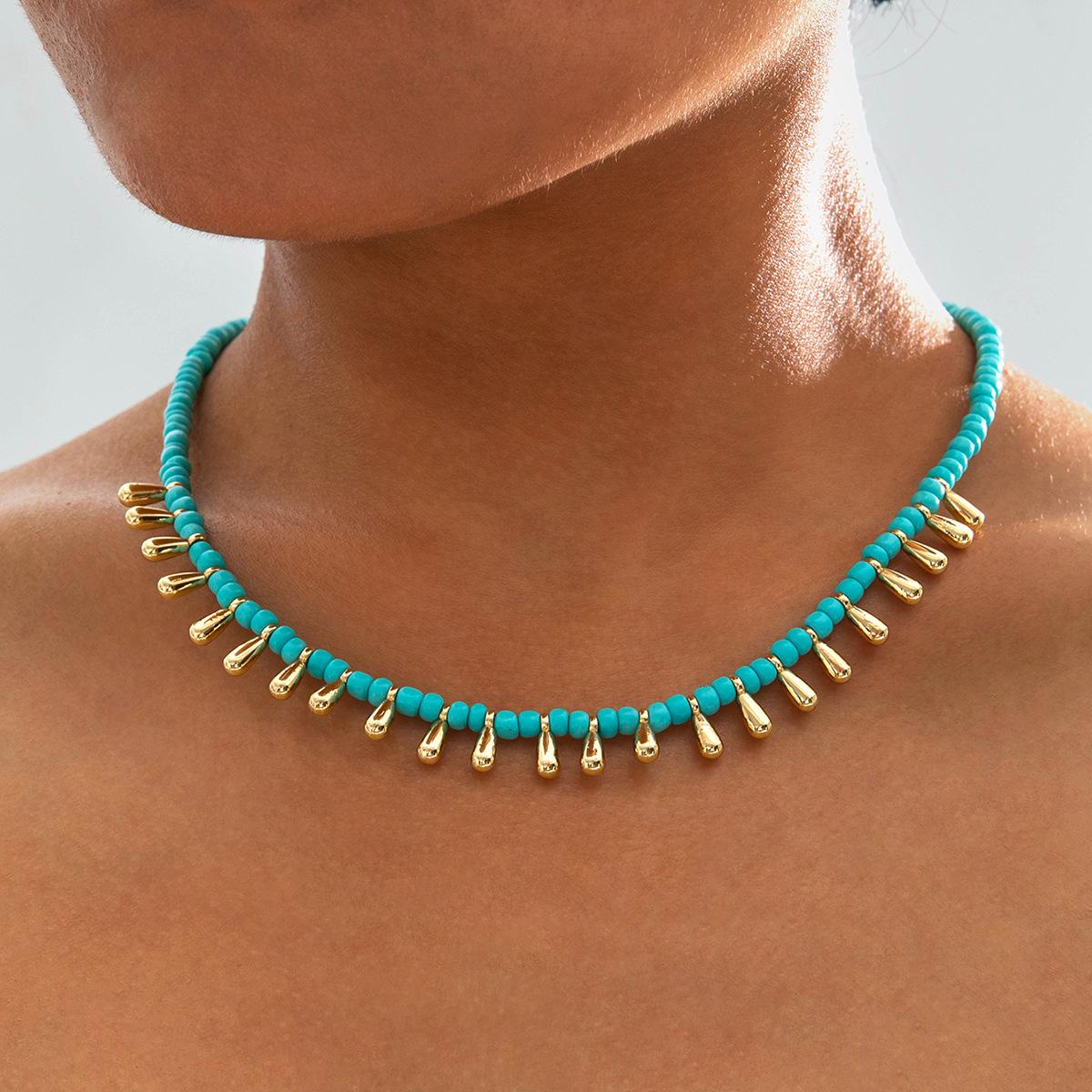 Аксессуары, Бохо ретро рисовые бусины, капли воды, простое и универсальное женское ожерелье