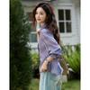 Dme [Art Student Outfit] Summer Artistic Gradient Lapel Shirt, Loose Comfortable Blouse, Women's Top