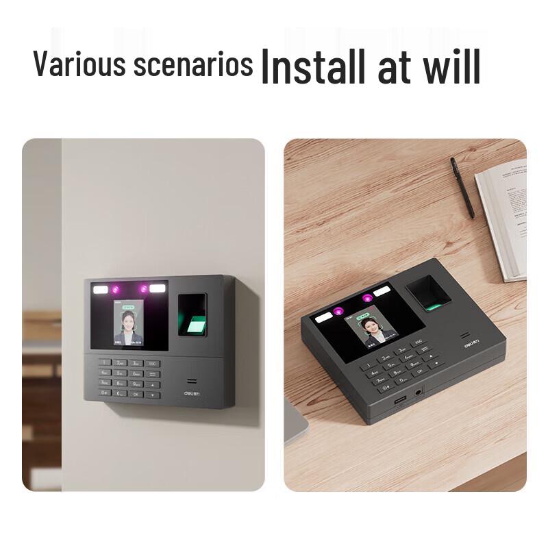 Deli 34521 PRO Facial & Fingerprint Time Attendance Machine CN plug (adapter included)